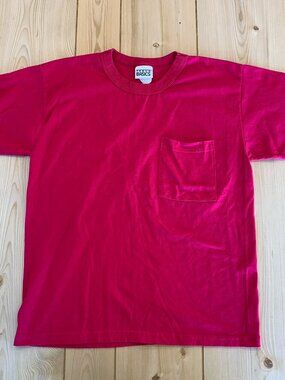 Vintage Y2K Trend Basics Plain Blank Solid Pink Pocket T-Shirt Size M Medium
